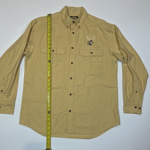 Cabela’s Men’s Medium Button Up Shirt Deer Embroidered Logo Yellow Long Sleeve - Picture 11 of 14